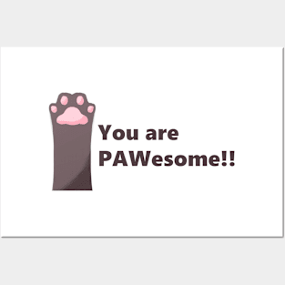 PAWsome Black Cat Paw Posters and Art